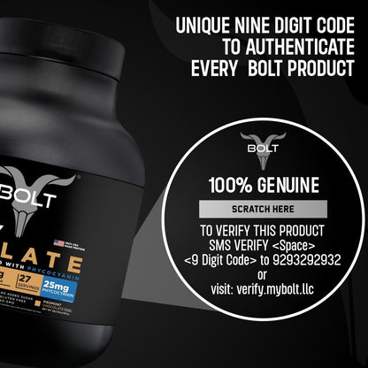 Bolt Nutrition Whey Isolate Protein Powder | with Superfood Phycocyanin | Muscle Strength Bolt NutritionUS supplements