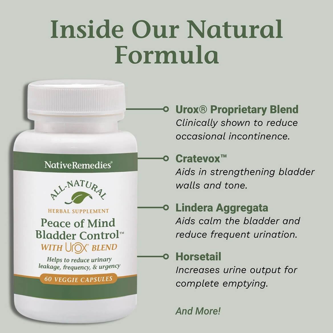 Native Remedies Bladder Control Supplements - Peace of Mind with Urox - Bladder Support for Women & Men, for Overactive Bladders Health - Reduce Nighttime Urination - Non-GMO Vegan Capsules (60 Count) Native RemediesAu supplements