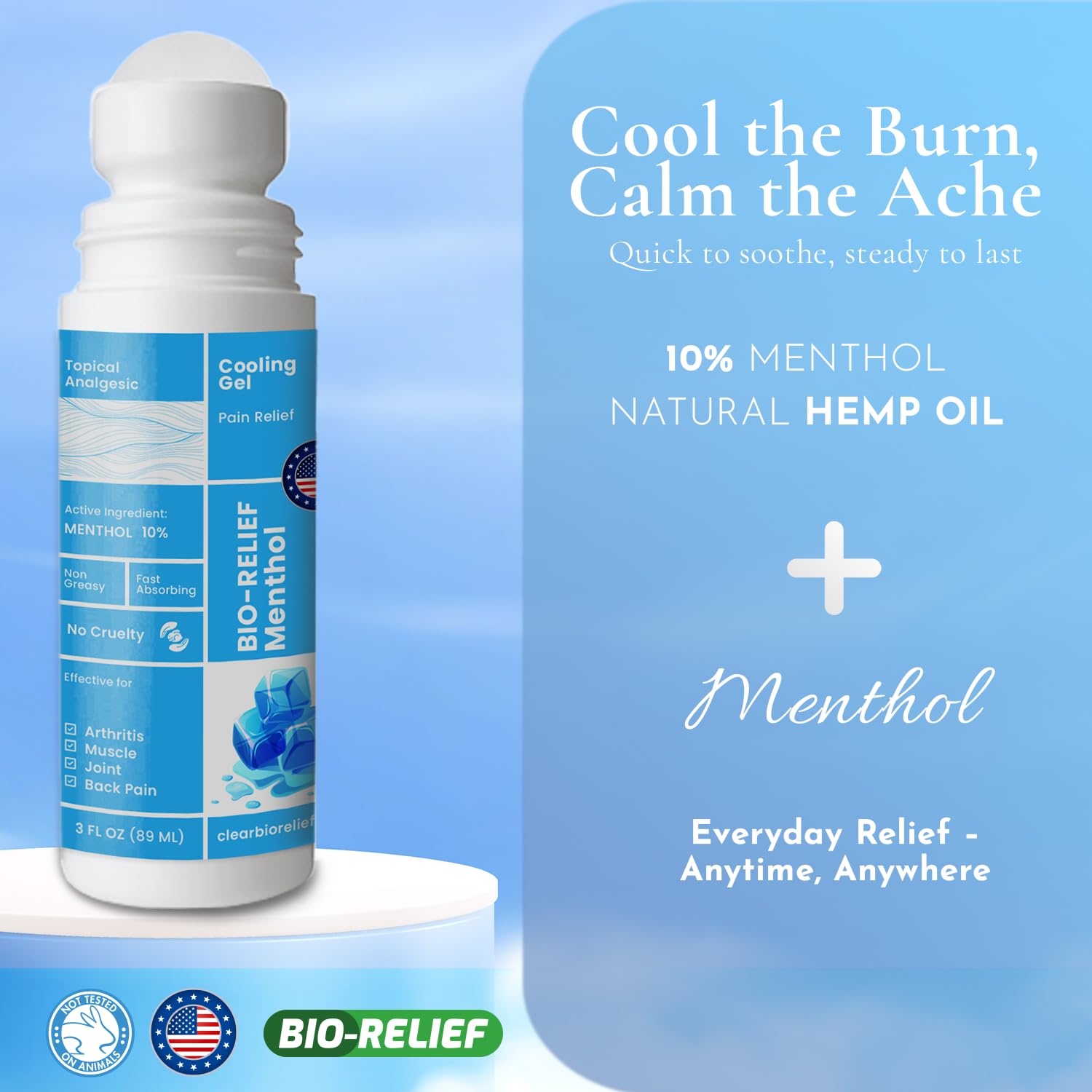 BIO-Relief Pain Roll On w 10% Menthol & Arnica | Highly Effective, Cool & Topical Pain Relief Extra Strength for Arthritis, Muscle, Joint, & Back - Easy Roll On Maximum Strength, Made in USA Scientific Solutions GlobalAu supplements