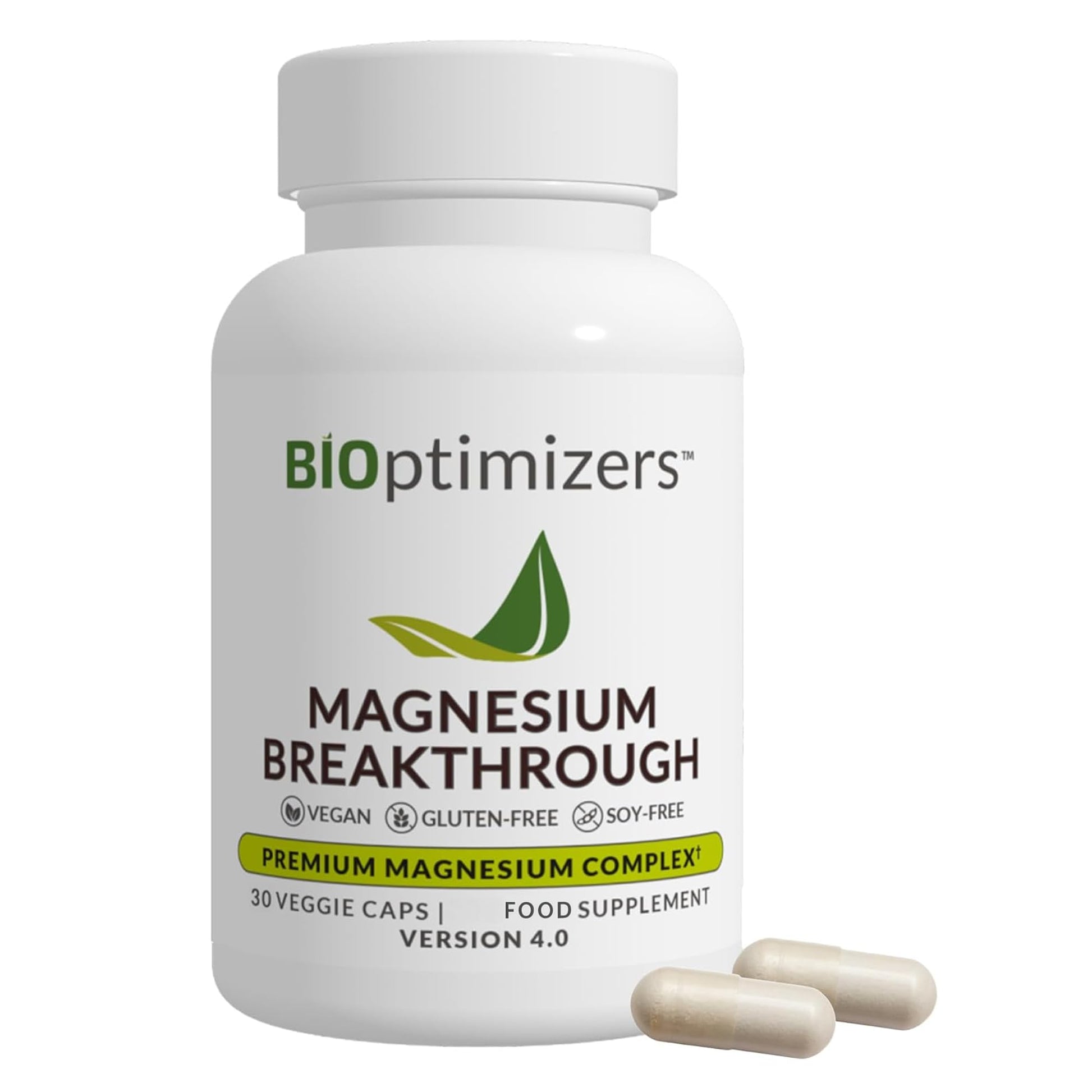 BIOptimizers Magnesium Breakthrough Supplement with 500mg - 7 Forms of Magnesium: Glycinate, Malate, Citrate, and More - Natural Support for Sleep and Cognitive Function -30 Capsules- Calming Vitamins BIOptimizersAu supplements