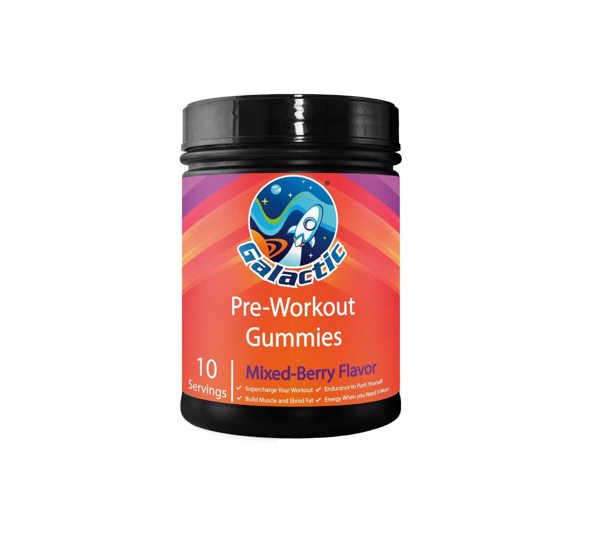Galactic Pre-Workout Gummies, All Natural, 250mg Caffeine, Beta-Alanine, L-Citrulline GalacticAu supplements