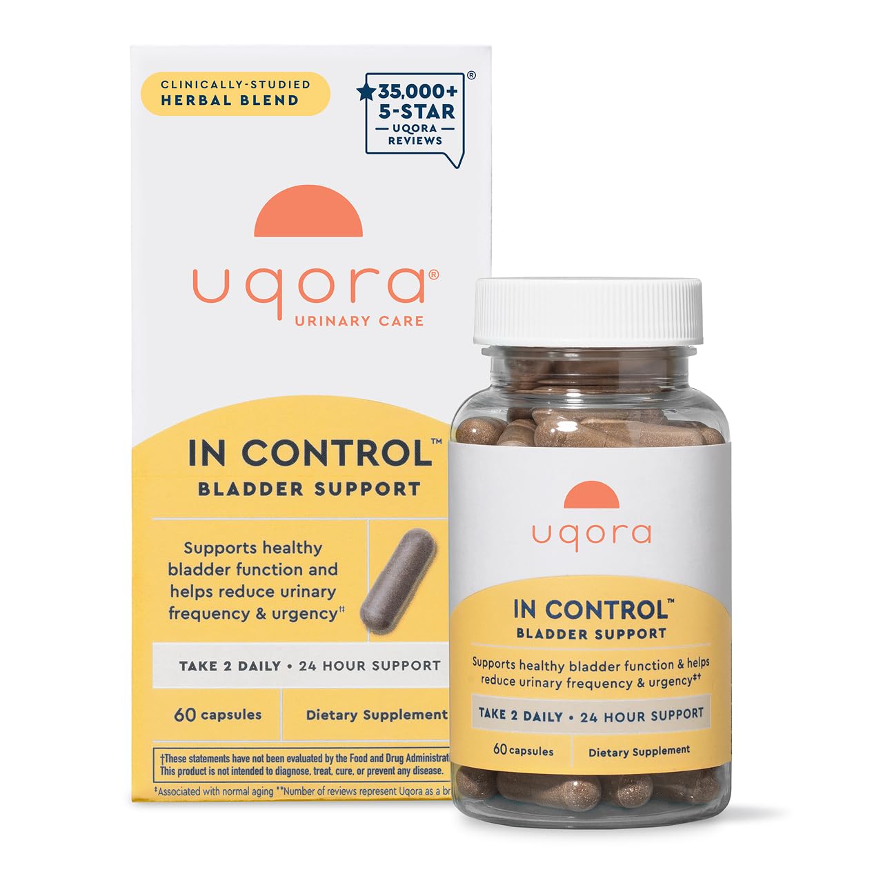 Uqora in Control Bladder Support - Daily Bladder Care & Support for Urinary Comfort - Made with botanicals, Like Horsetail & Spicebush - Gluten-Free & Vegetarian - 60 Capsules UqoraAu supplements