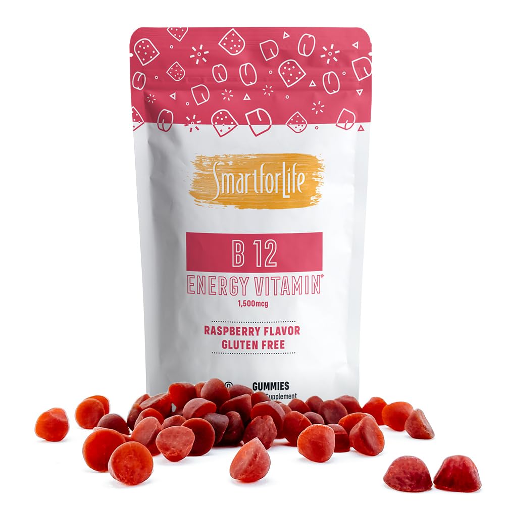 B12 Gummy Vitamins - 1500 mcg Vitamin B12 Gummies for Adults and Kids - Helps with Energy, Metabolism, Bone Nervous System Support Smart for LifeUS supplements