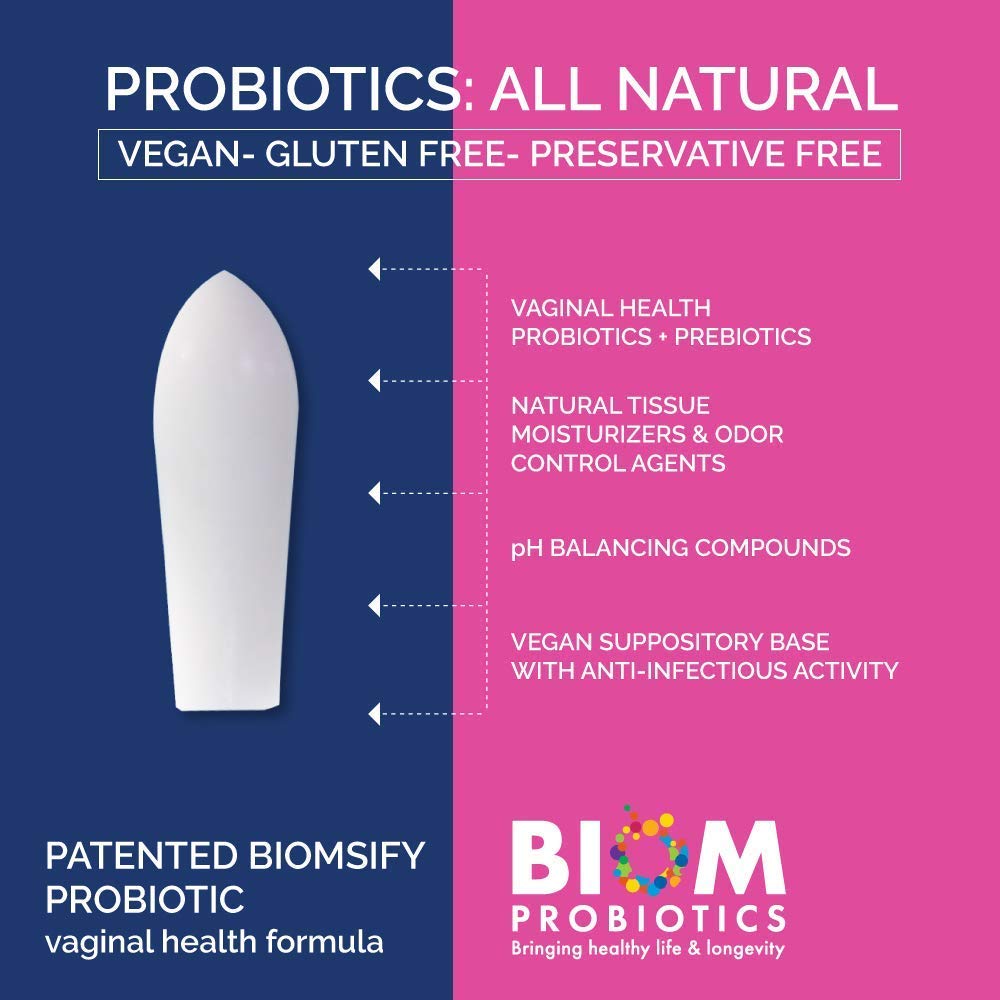 Biom Vaginal Probiotic Suppository: Natural Vaginal pH and Odor Control Regimen; Balance Biom ProbioticsAu supplements