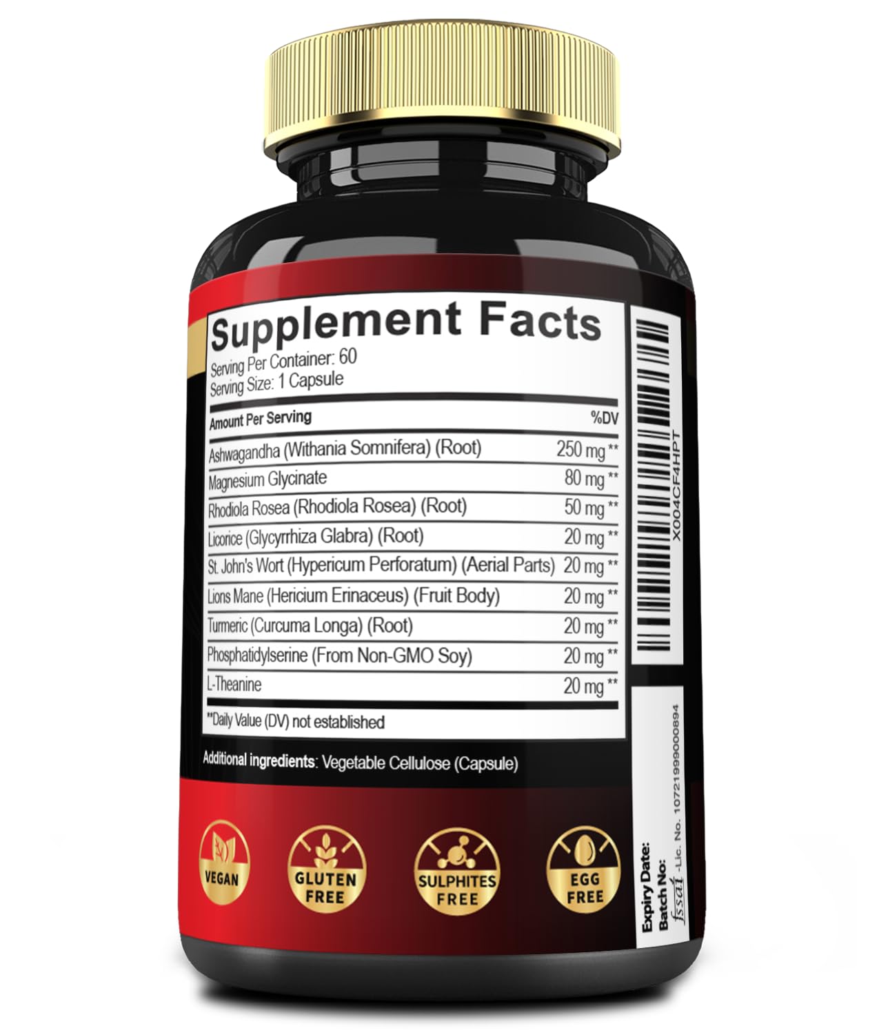 9in1 Cortisol Shield - Ashwagandha & Magnesium Glycinate, Rhodiola, Phosphatidylserine, L-Theanine, Licorice Root, St. John's Wort, Lions Mane - Mind & Mood, Restful Night Support - 60 Capsules MeciscoAu supplements