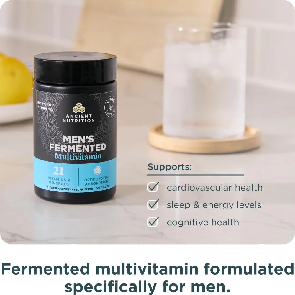 Ancient Nutrition Multivitamin for Men, Men's Fermented Multivitamin with Vitamin A, C, D, E, K, Zinc & Magnesium, Immune Support Ancient NutritionAu supplements