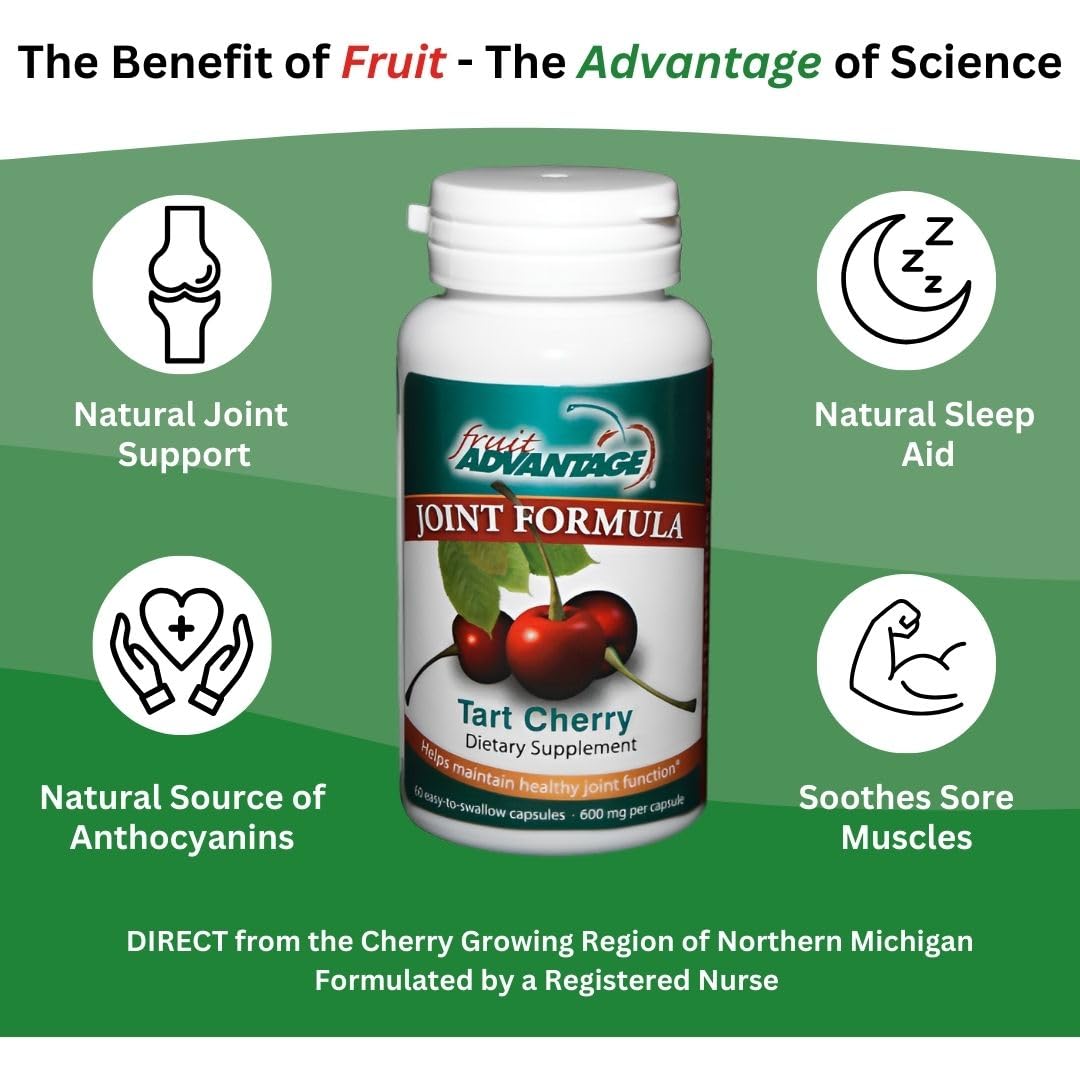 Fruit Advantage Montmorency Tart Cherry Capsules Joint Formula 1200 mg per Serving - 60 Vegetarian Capsules Fruit AdvantageAu supplements