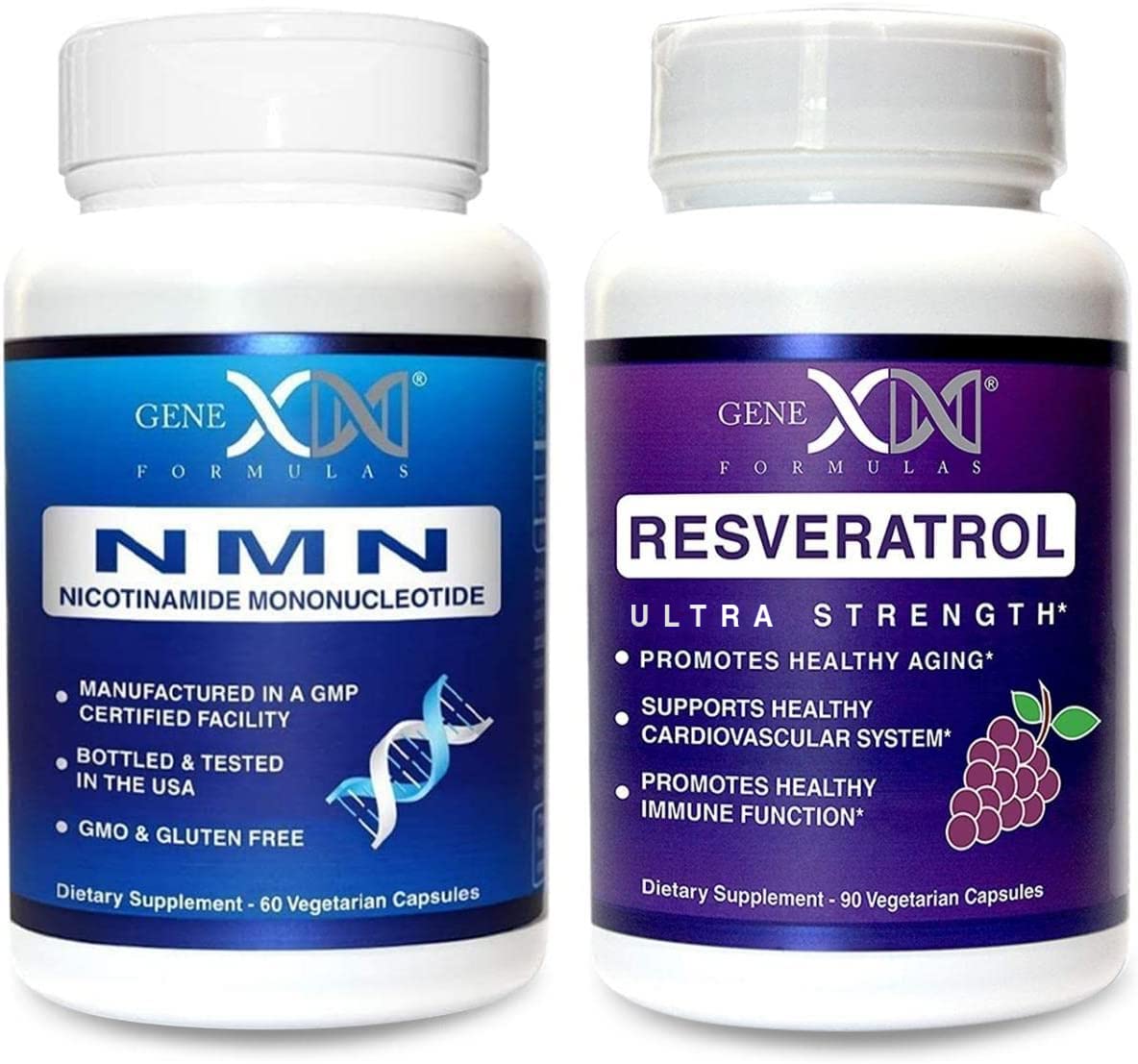 Genex Formulas NMN and Resveratrol Dynamic Duo Supplements | 250mg NAD+ Precursor and Ultra Strength 1500mg Resveratrol w/BioPerine, for Healthy Aging Support Genex FormulasAu supplements