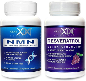 Genex Formulas NMN and Resveratrol Dynamic Duo Supplements | 250mg NAD+ Precursor and Ultra Strength 1500mg Resveratrol w/BioPerine, for Healthy Aging Support Genex FormulasAu supplements