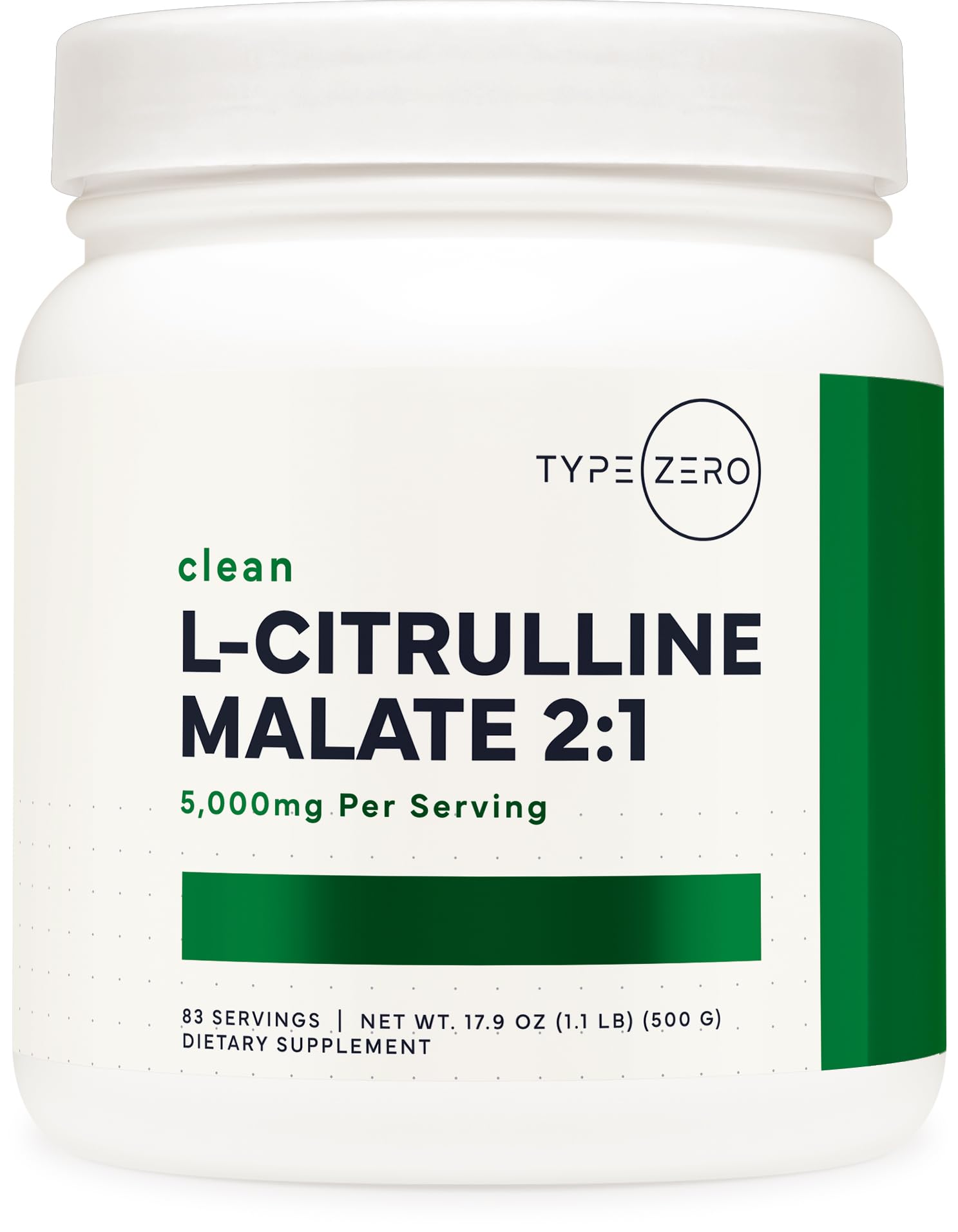 Type Zero Clean L-Citrulline Malate 2:1 Powder Drink Mix (500g, Unflavored) (83 Servings) - Keto Friendly, Gluten Free, Non-GMO Type ZeroUS supplements
