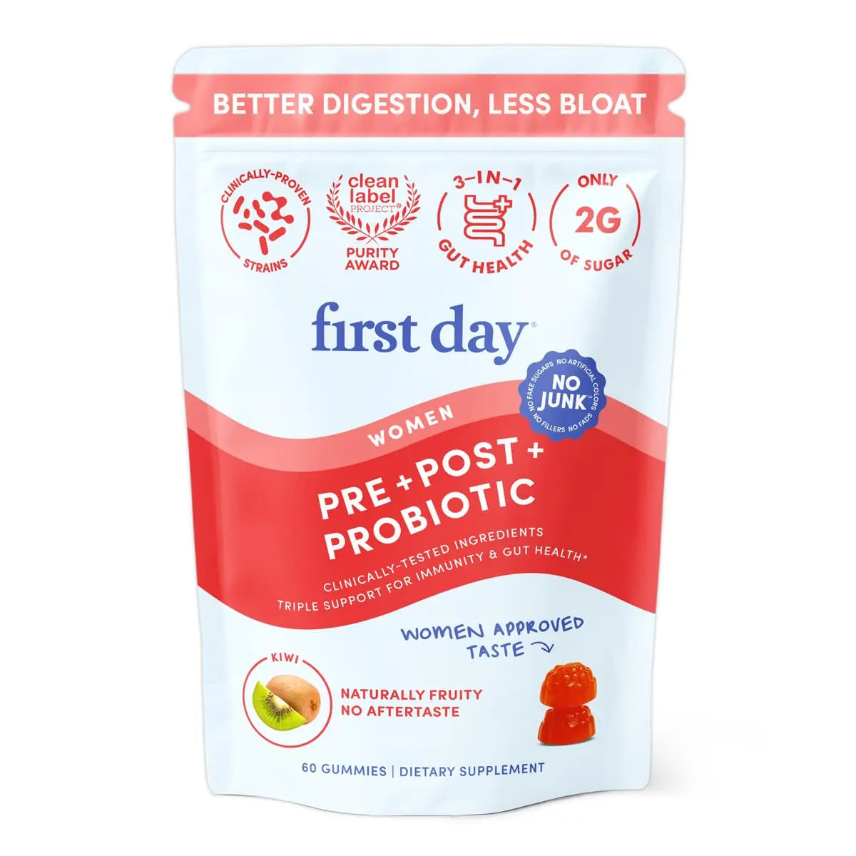 FIRST DAY Women’s Good Gut Tribiotic Gummies – 3-in-1 Prebiotic, Probiotic & Postbiotic Supplement – Supports Immune Function and Digestive FIRST DAYAu supplements