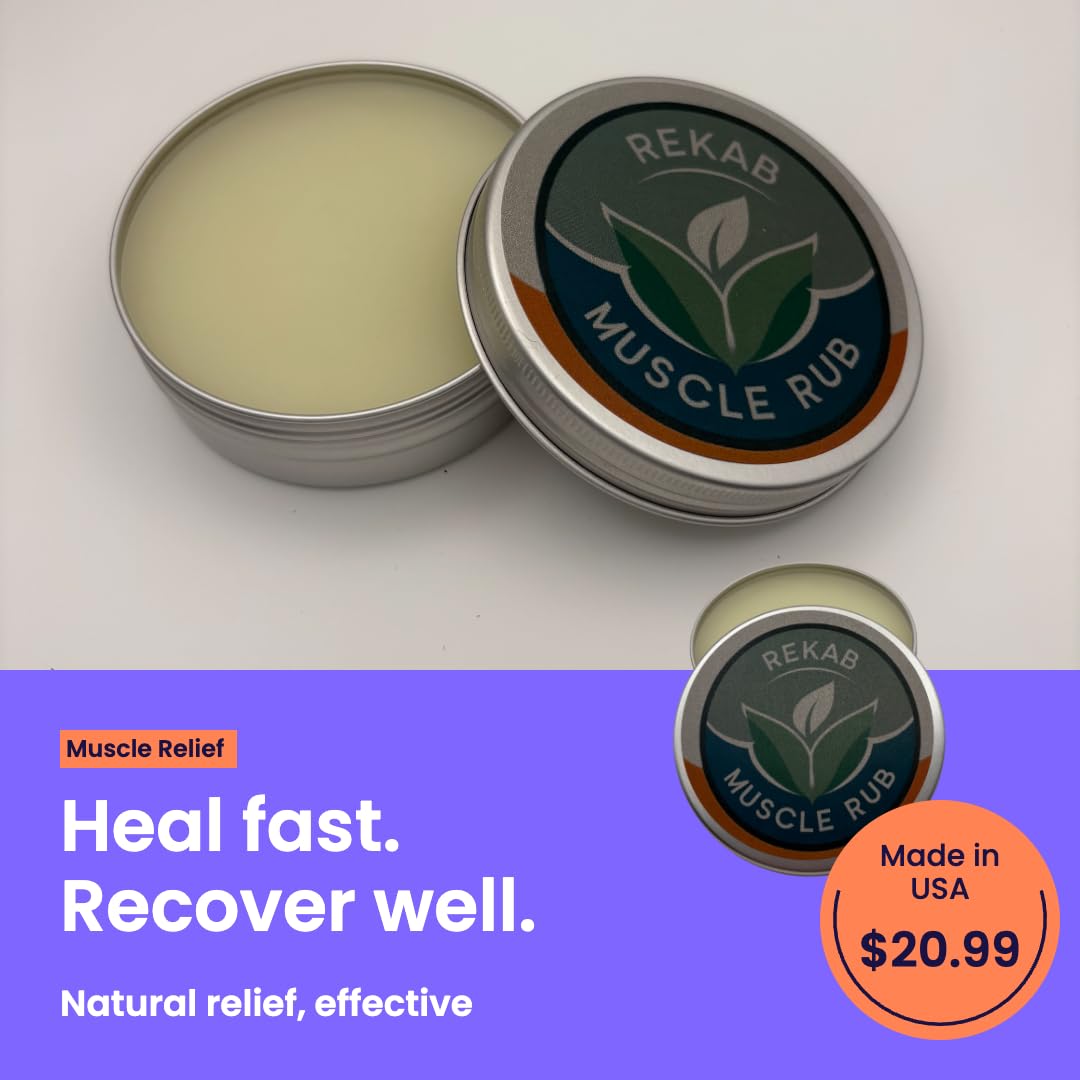 REKAB MUSCLE RUB, Neuropathy Cream, Arthritis Reliever, Knee Relief Balm for Adults, Natural Soothing Formula for Arthritis Sufferers, Joint Relief Cream, Total Relief, Joint & Muscle Therapy REKAB MUSCLE RUBAu supplements