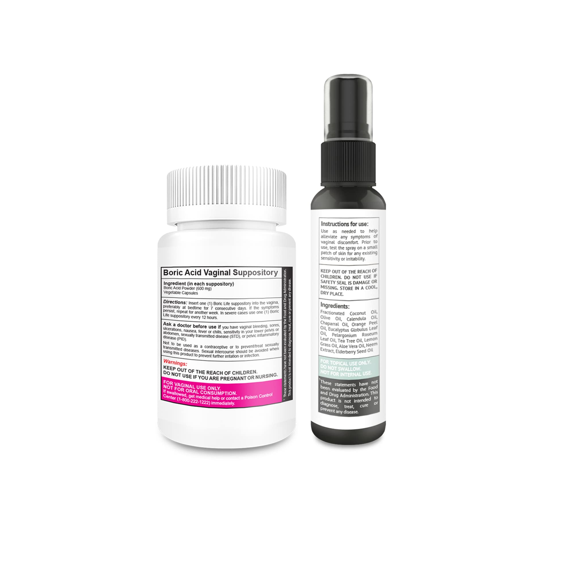 NutraBlast Boric Acid Vaginal Suppositories 600mg (30 Count) w/Intimist Essential Oils Blend Spray (2 fl oz) NutraBlastAu supplements