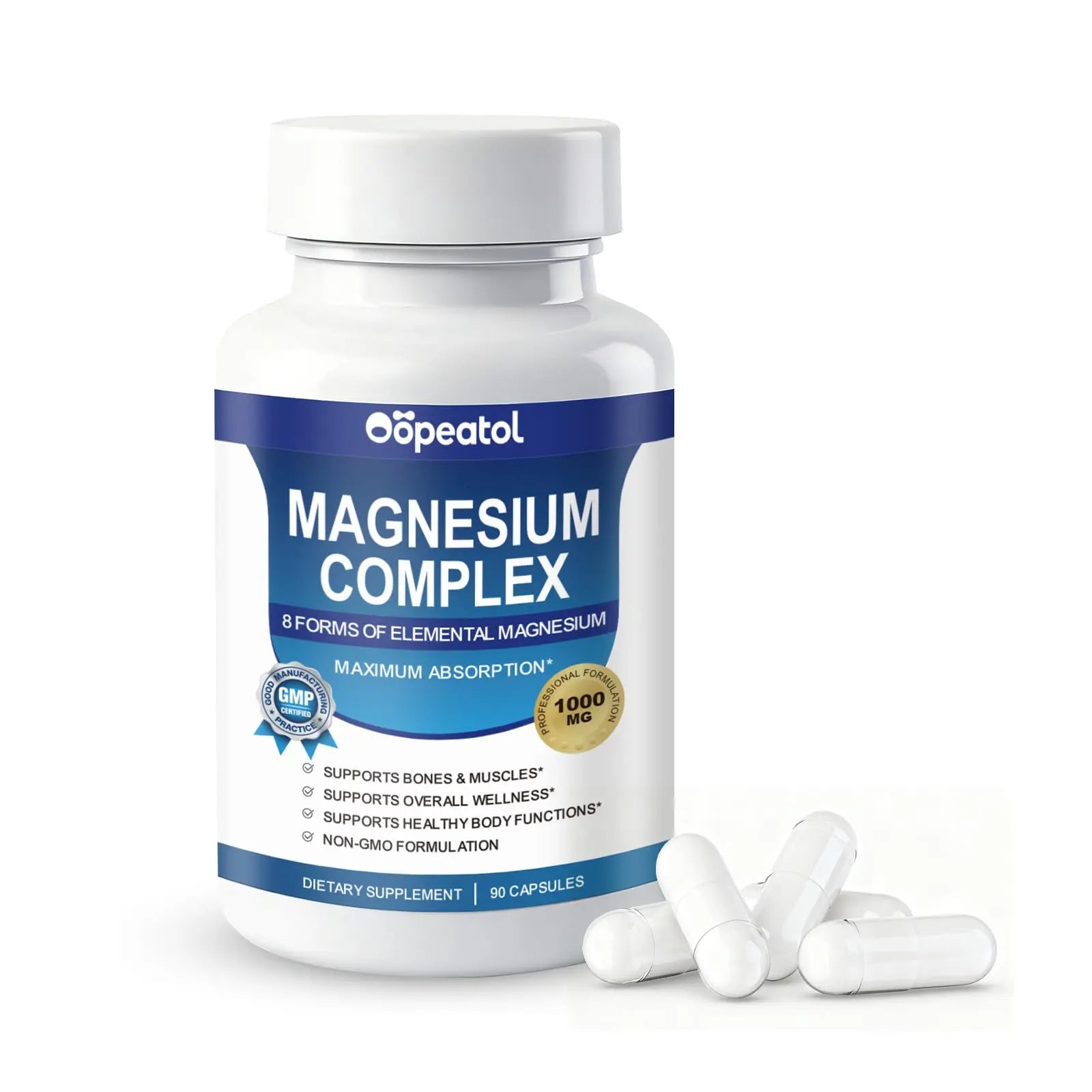 8 in 1 Magnesium Complex Capsules 1000mg for Women and Men - Highly Absorbable Magnesium Supplement Supports Muscle Relaxation Sleep & Energy | NSF Certified, GMP, Gluten Free, Vegan OopeatolAu supplements