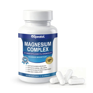 8 in 1 Magnesium Complex Capsules 1000mg for Women and Men - Highly Absorbable Magnesium Supplement Supports Muscle Relaxation Sleep & Energy | NSF Certified, GMP, Gluten Free, Vegan OopeatolAu supplements