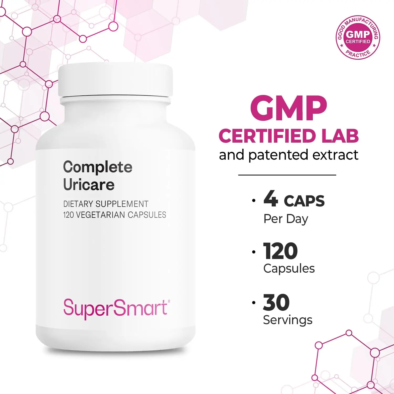SuperSmart Complete Uricare (Patented & High Strength) - D-mannose, Go Less Pumpkin Seed, Varuna Bark - for Women & Men | Non-GMO & Gluten Free - 120 Vegetarian Capsules SupersmartAu supplements