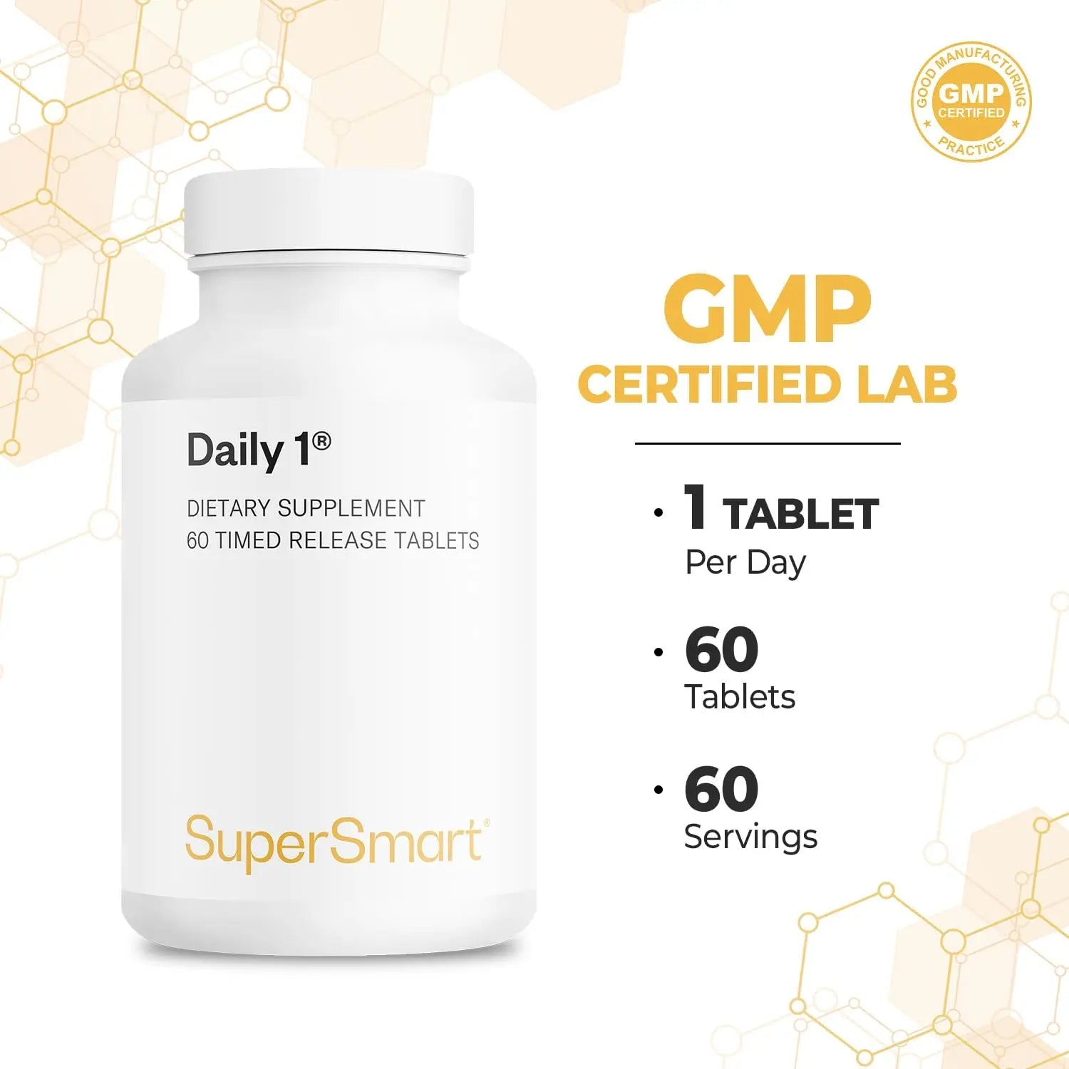 Supersmart - Daily 1® Timed Release - Multivitamin Supplement for Women & Men - with BioPQQ®, Vitamin A, B, C, D & E, Biotin, Quercetin & Fisetin | SupersmartAu supplements