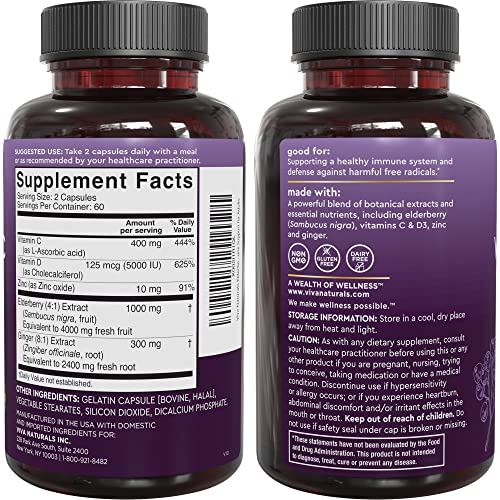 Viva Naturals Sambucus Elderberry with Vitamin C and Zinc for Adults - 5 in 1 Sambucus Viva NaturalsAu supplements