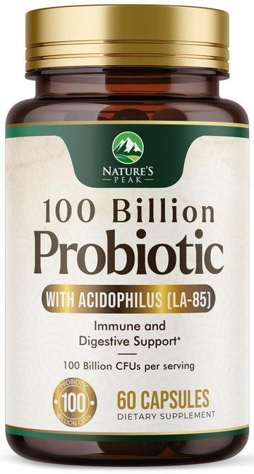 Probiotics 100 Billion CFU Per Serving - 16 Premium Probiotic Strains Prebiotics - Immune Support, Gut Health, Occasional Constipation, Gas & Bloating, Probiotics Supplement, USA Bottled, 60 Capsules Nature's PeakAu supplements