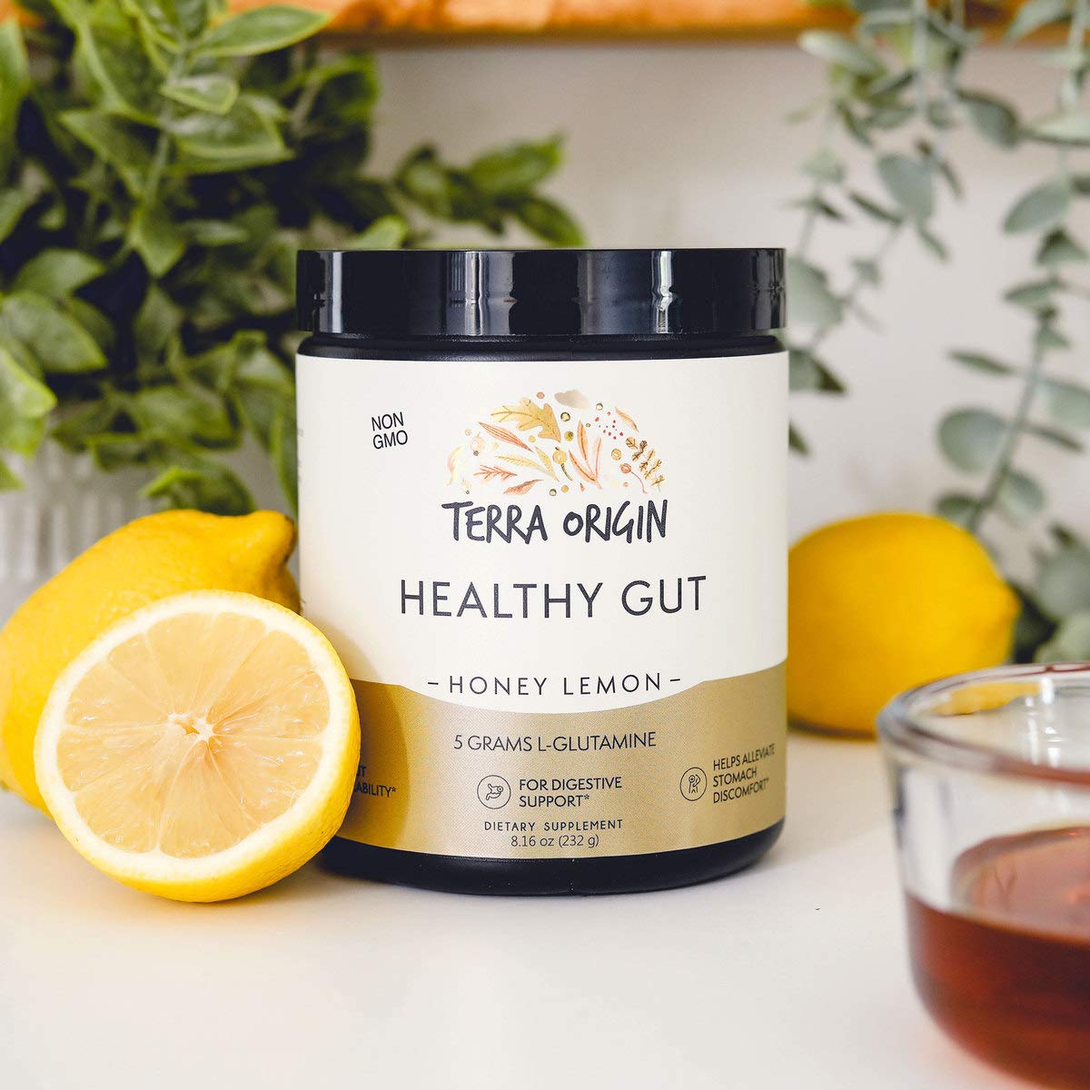 TERRA ORIGIN Healthy Gut Powder (Honey Lemon) | 30-Servings with L-Glutamine TERRA ORIGINUS supplements