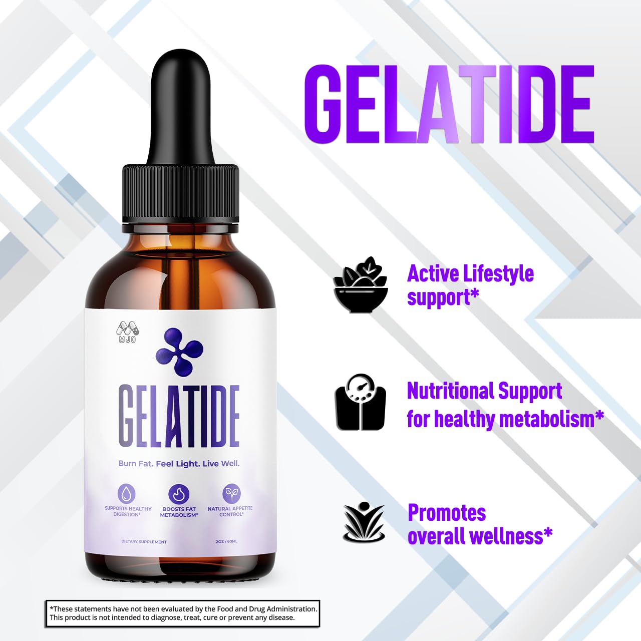 (2 Pack) Gelatide Drops, Official Gelatide Health Support Formula with All Natural Ingredients, Advanced Active Lifestyle Support Supplement Max Strength Vitamin Formula for Women & Men (60 Servings) MJOAu supplements