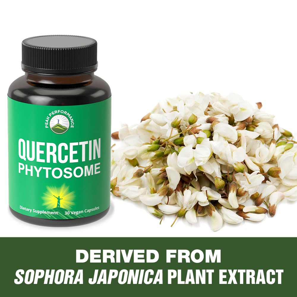 Peak Performance Ultra Pure Quercetin Phytosome Vegan Capsules - Rich Sophora Japonica Extract for Max Absorption Now. Quercetin 250mg Supplement Capsules. Made in USA Peak PerformanceAu supplements