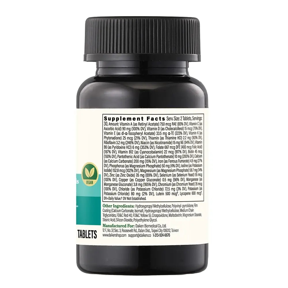 DAIKEN Mini Multivitamin, 60 Tablets, Enhanced with Lutein, Lycopene & Folic Acid, Time Released Multivitamin DAIKENAu supplements
