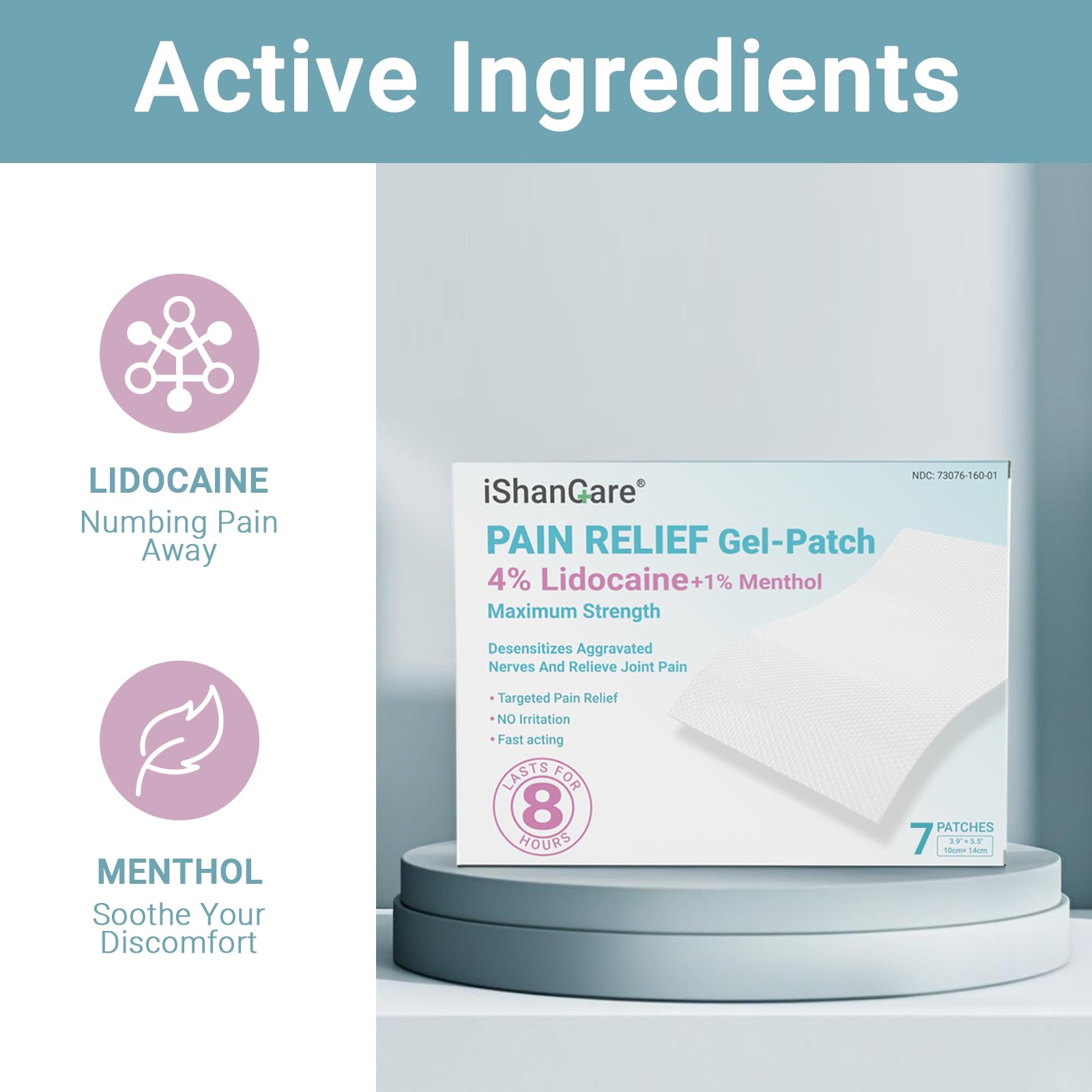 ishancare Lidocaine 4% + Menthol 1% Patches 14Count Fast Acting Maximum Strength Back Neck, Shoulders, Knees, Elbows Pain Relief - Temporary Nerve & Joint Pain Solution ishancareAu supplements