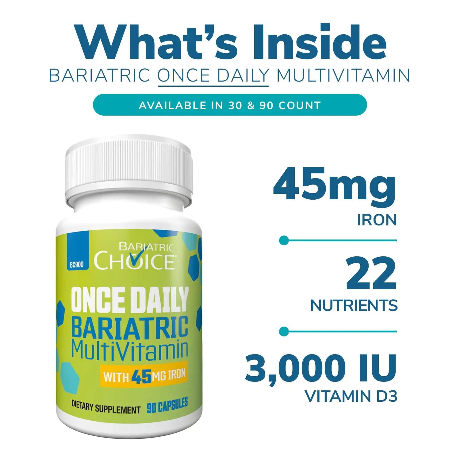 Bariatric Choice Multivitamin & Calcium Bundle (1-Month Supply) | 45mg Iron Multivitamin + 500mg Calcium Citrate with D3 & Probiotics | Bariatric ChoiceAu supplements