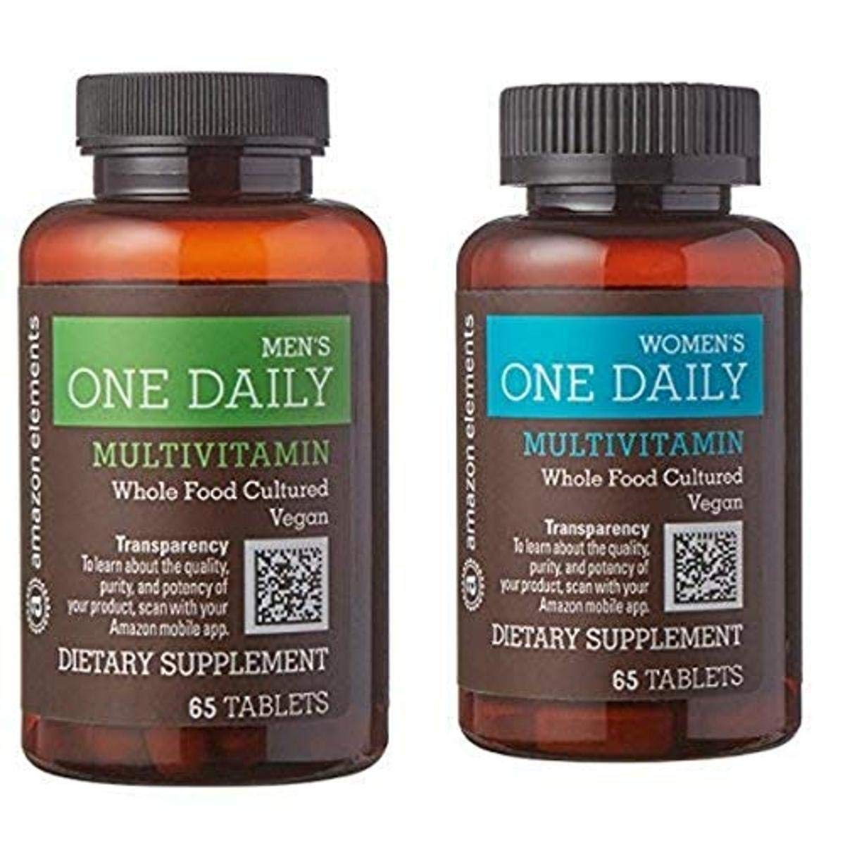 Amazon Elements Men's and Women's One Daily Multivitamins, Vegan, 65 Tablets, 2 month supply Amazon ElementsUS supplements