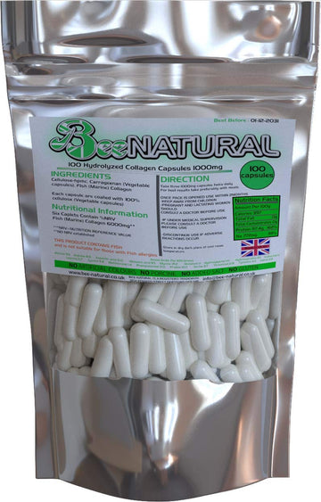 100 Hydrolyzed Collagen Capsules 1000mg Bee-natural Bee-naturalAu supplements