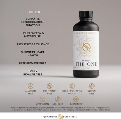 Quicksilver Scientific The ONE Mitochondrial Elixir - Mitochondria Supplement to Support Cellular Health with Phosphatidylcholine, Resveratrol, Reishi Mushroom & CoQ10 Liquid (3.38 Fl oz / 100ml) Quicksilver ScientificUS supplements