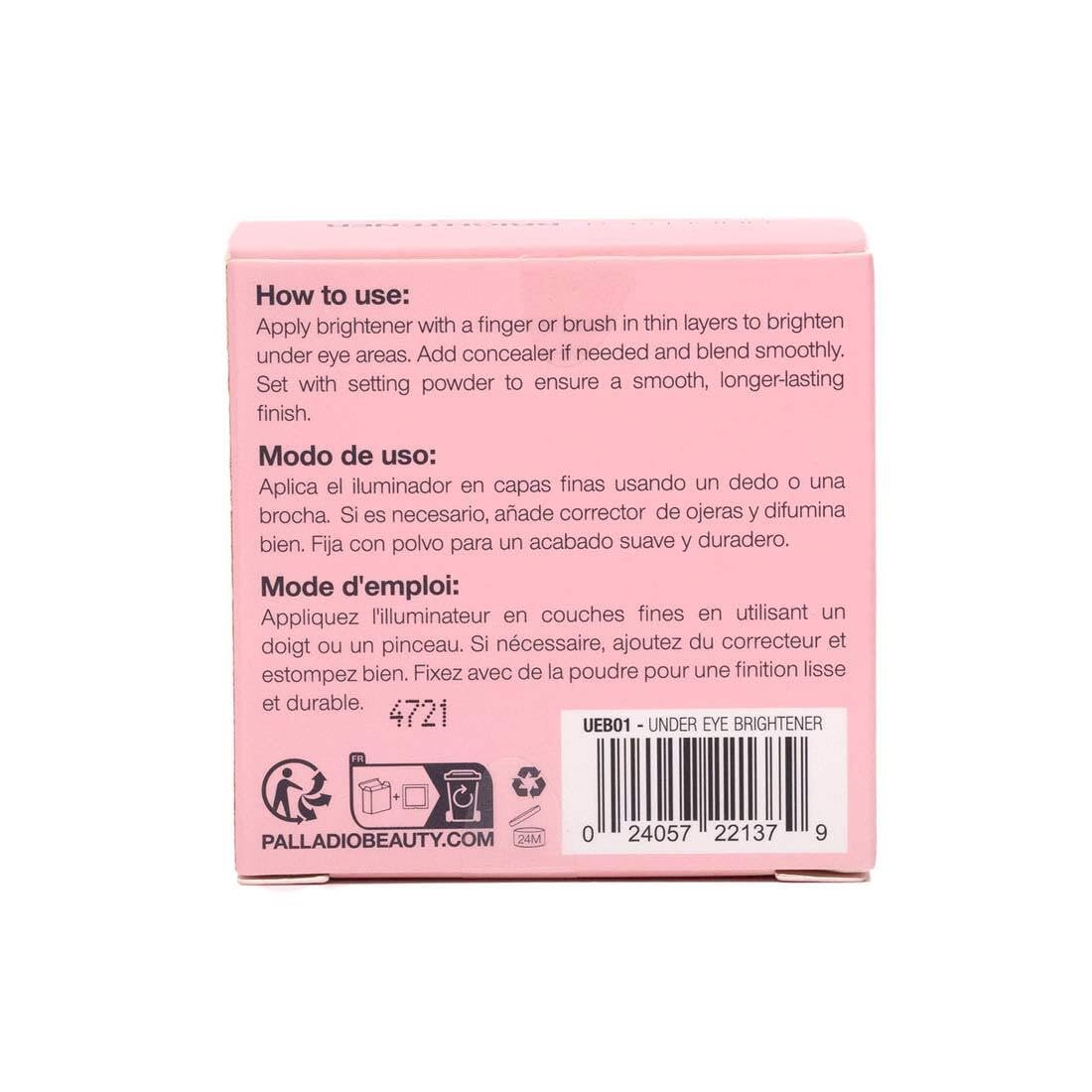 Palladio Under Eye Brightener, Conceal, Brightens, Reduces Appearance of Dark Circles, With Caffeine Peptides & Vitamin E, Tired Skin Color Correcting Brightener & Primer, Light to Medium (Soft Pink) PalladioAu supplements