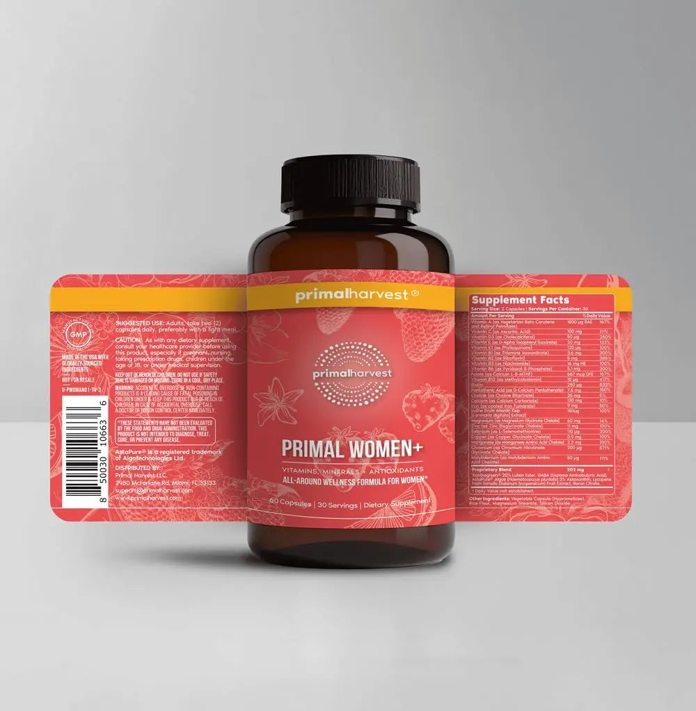Primal Harvest Multivitamin for Women Vitamin A, Vitamin C, Vitamin D and E, Vitamin B12, B6, Biotin, Zinc Supplements Primal HarvestAu supplements