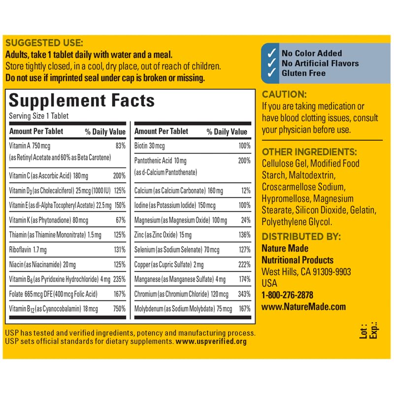 Nature Made Multivitamin For Him with No Iron, Mens Multivitamins for Daily Nutritional Support, Multivitamin for Men Nature MadeAu supplements