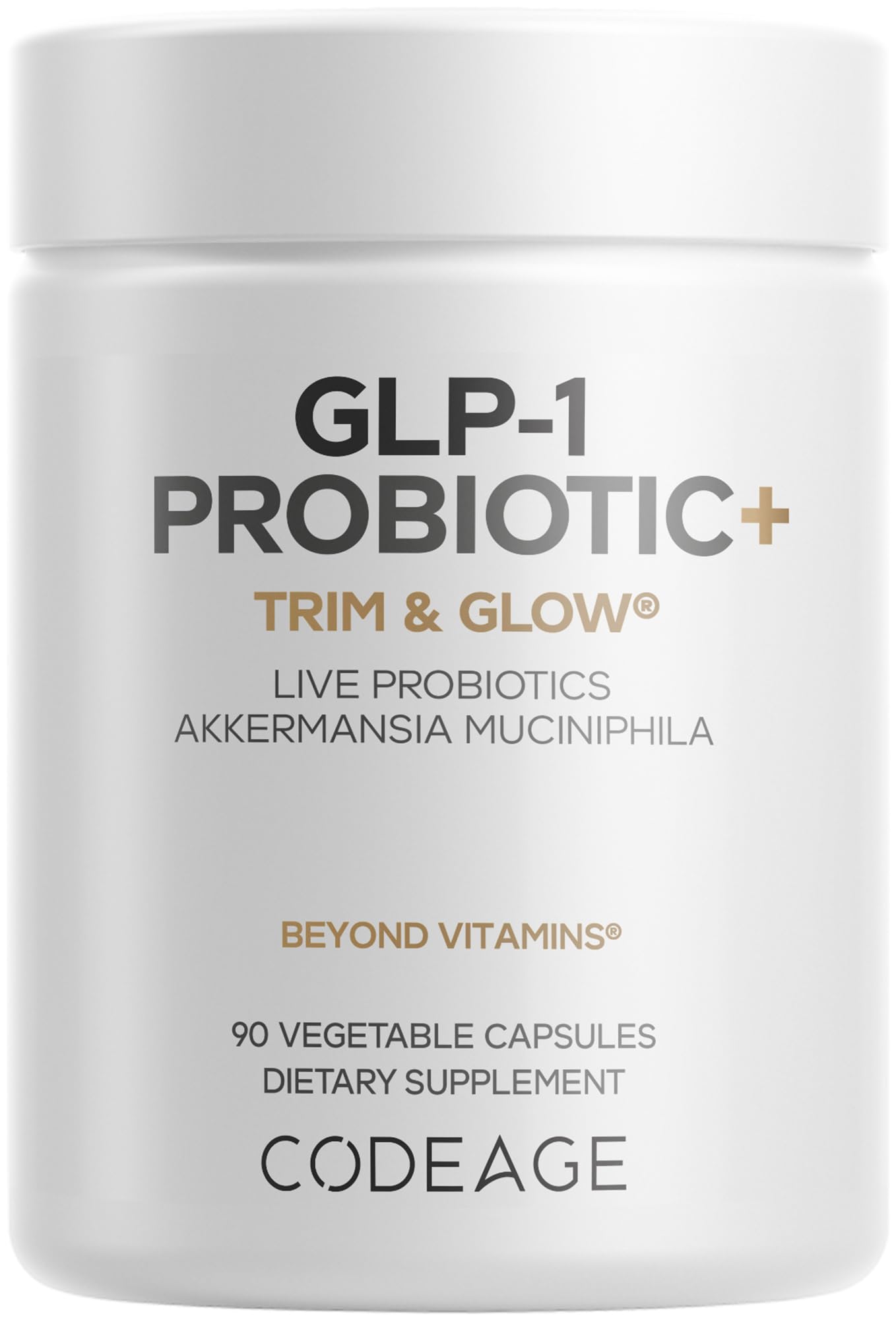 Codeage GLP-1 Probiotic+ - Live Probiotics Akkermansia, Clostridium, Bifidobacterium, Chicory Inulin Probiotic, Prebiotics & Postbiotics Supplement - 500 Million AFU, 3-Month Supply - 90 Capsules CodeageAu supplements