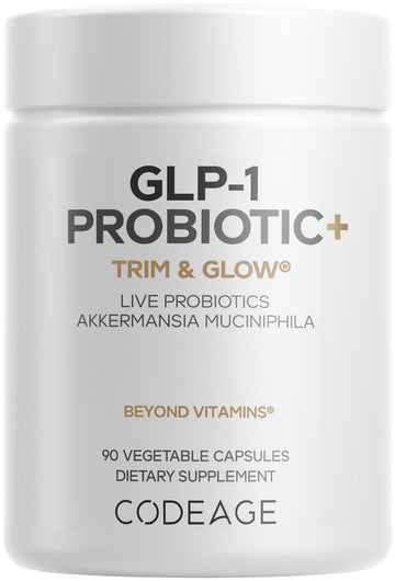 Codeage GLP-1 Probiotic+ - Live Probiotics Akkermansia, Clostridium, Bifidobacterium, Chicory Inulin Probiotic, Prebiotics & Postbiotics Supplement - 500 Million AFU, 3-Month Supply - 90 Capsules CodeageAu supplements