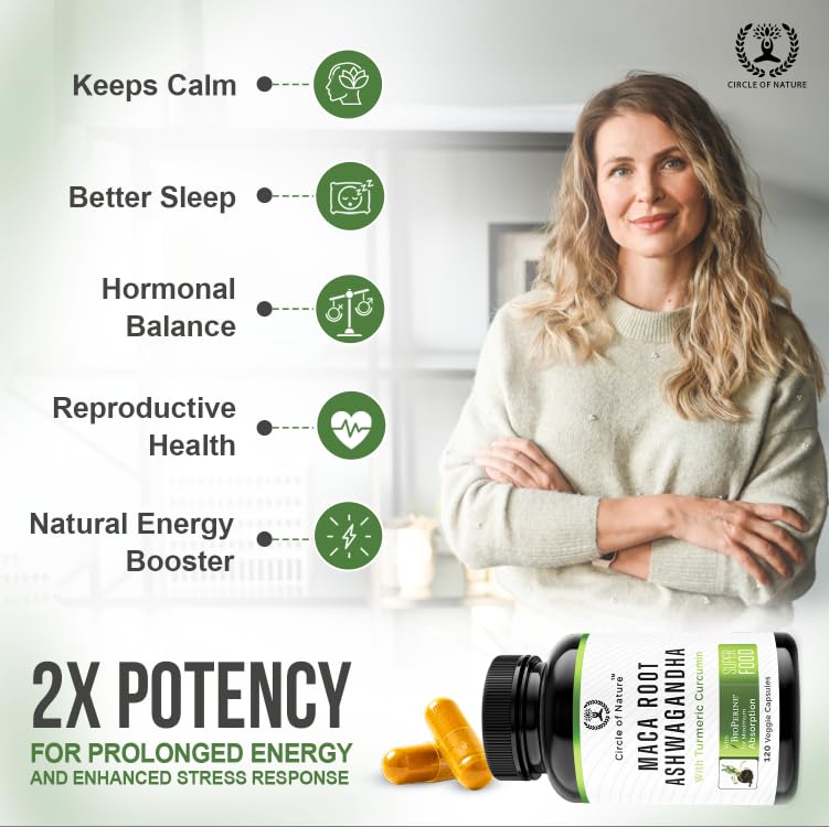 Maca Root 10,000 mg, Ashwagandha 6000mg Extract, Capsules for Men & Women CIRCLE OF NATUREAu supplements