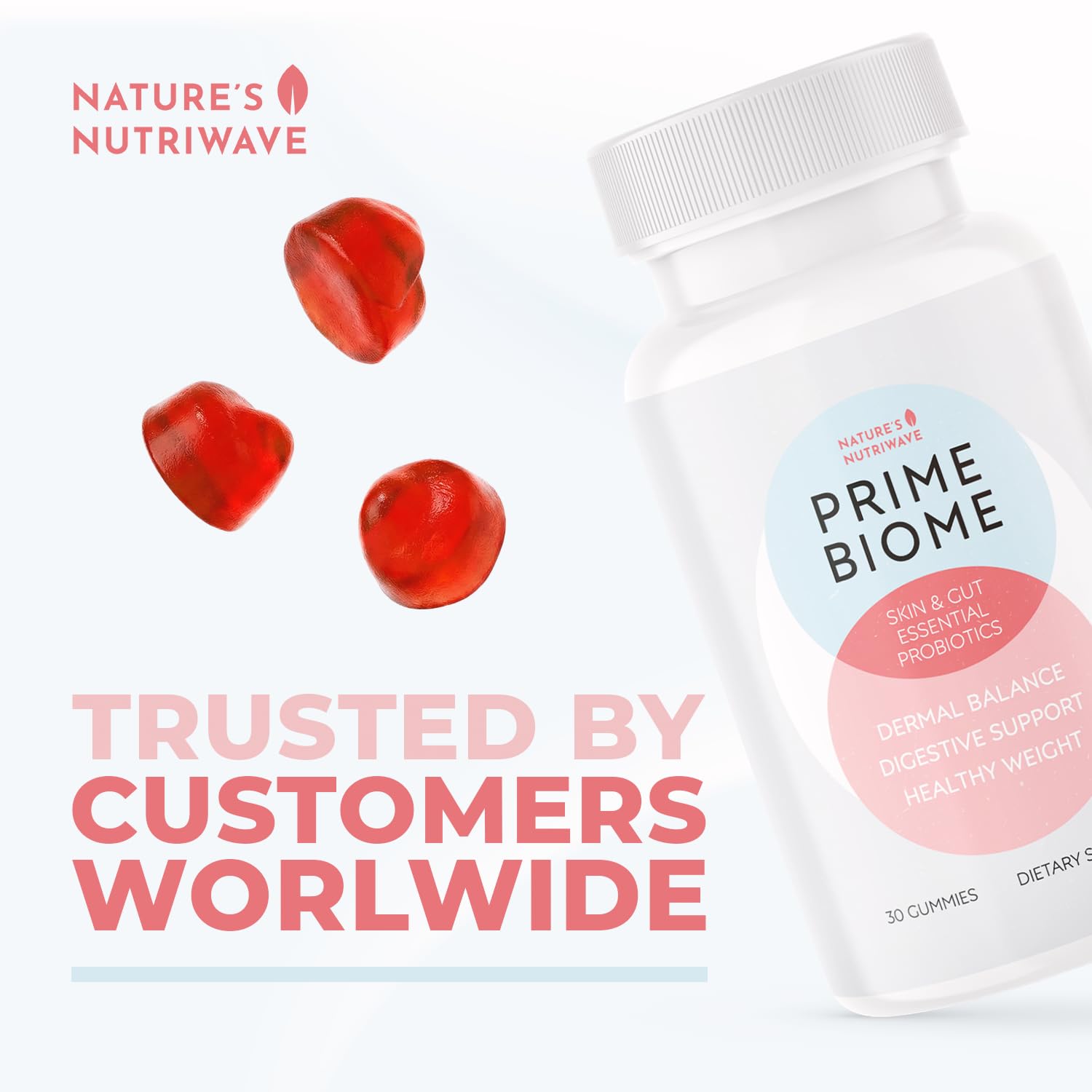 Nature’s NutriWave PrimeBiome Probiotic Gummies – Plant-Based Blend with Inulin, Lion’s Mane, Ginger & More– Non-GMO, No Stimulants, GMP Certified – 30 Gummies, 6 Month Supply Nature’s NutriWaveAu supplements
