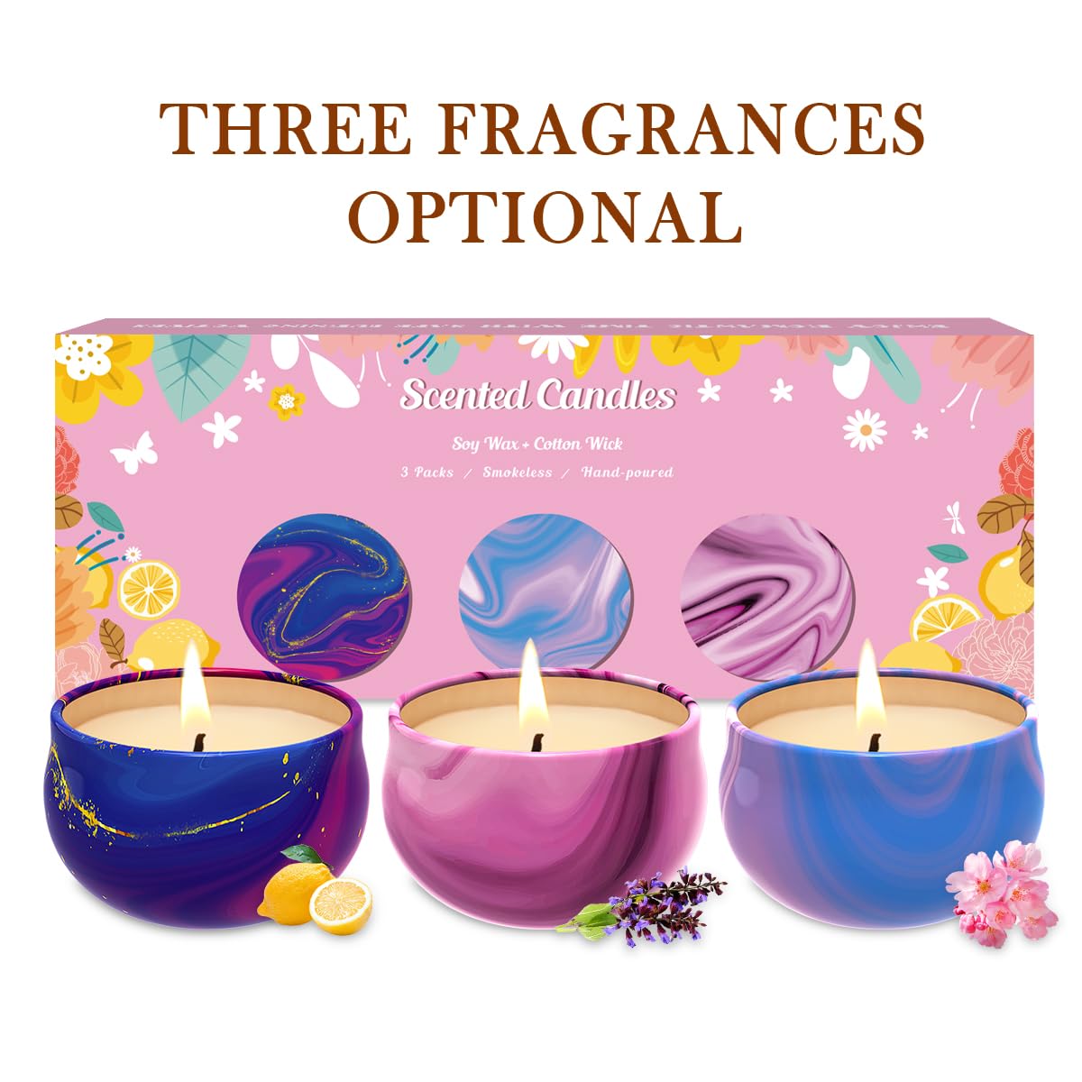 Scented Candles Set of 3, Aromatherapy Candle Set, Home Scented Candles for Winter, Holiday WeimingteAu supplements