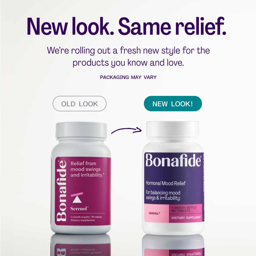 Serenol by Bonafide. Relief from Hormonal Mood Swings, Irritability, & PMS Bloating. — 3-Month Supply (180 Tablets) BonafideAu supplements