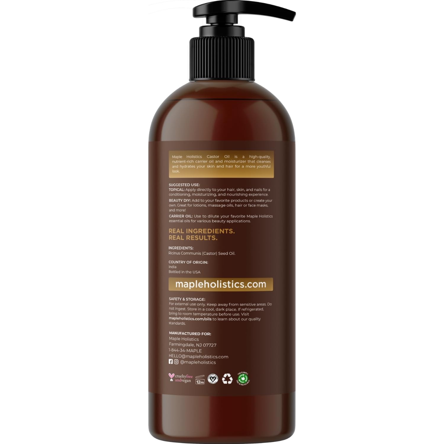 Pure Castor Oil for Body & Skin Care Great for Wraps & Compresses - Castor Oil for Hair Skin Maple HolisticsAu supplements