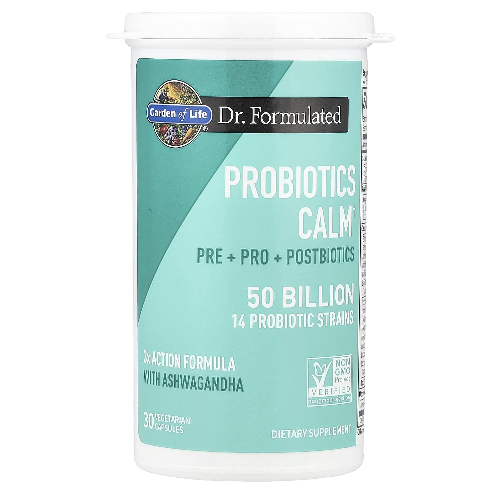 Garden of Life Dr. Formulated Pre, Post & Probiotics Calm 50 Billion CFU Daily 3-in-1 Complete Supplement with Ashwagandha – Mood Support, Digestive & Immune Support, 30 Vegetarian Capsules Garden of LifeAu supplements