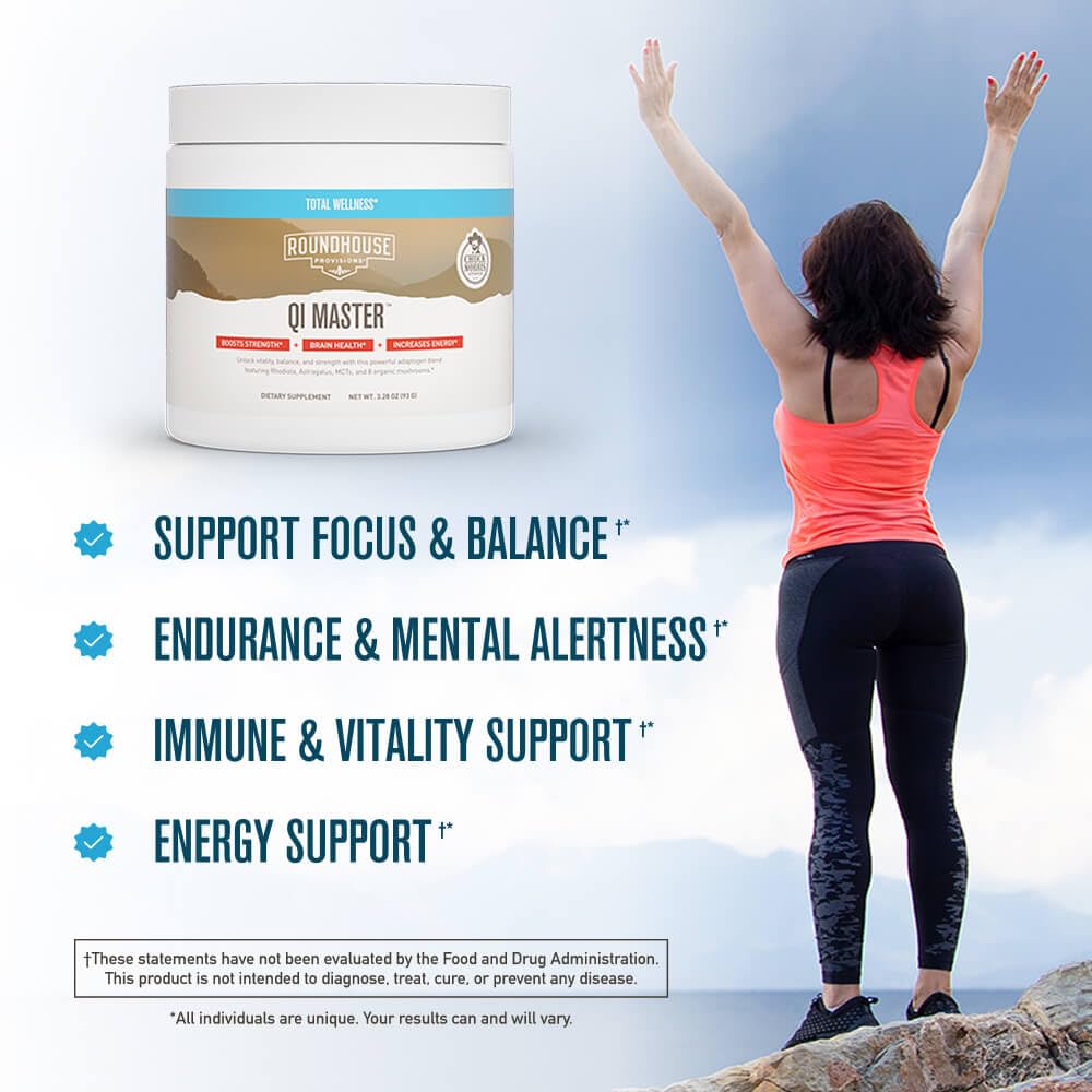 ROUNDHOUSE PROVISION Qi Master Adaptogen Blend, Earthy Mushroom Flavor with Astragalus Root, Rhodiolife Extract, MCT, 8 Organic Mushrooms (30 Scoops) by Chuck Norris ROUNDHOUSE PROVISIONAu supplements