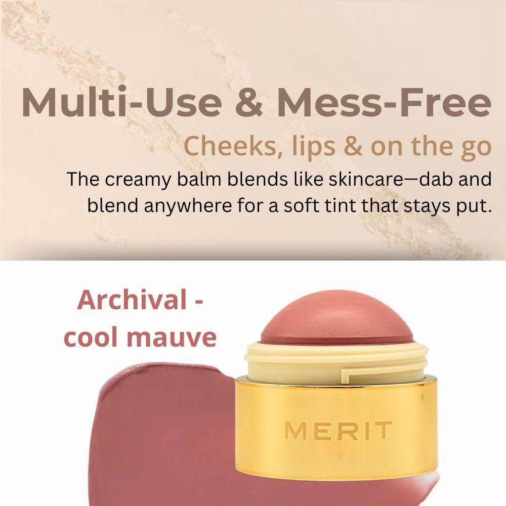 MERIT Flush Balm Cream Blush – Archival Cool Mauve | Hydrating Radiant Cheek & Lip Tint Stick with Vitamin E | Lightweight, Buildable, Vegan & Cruelty-Free Blush MeritAu supplements