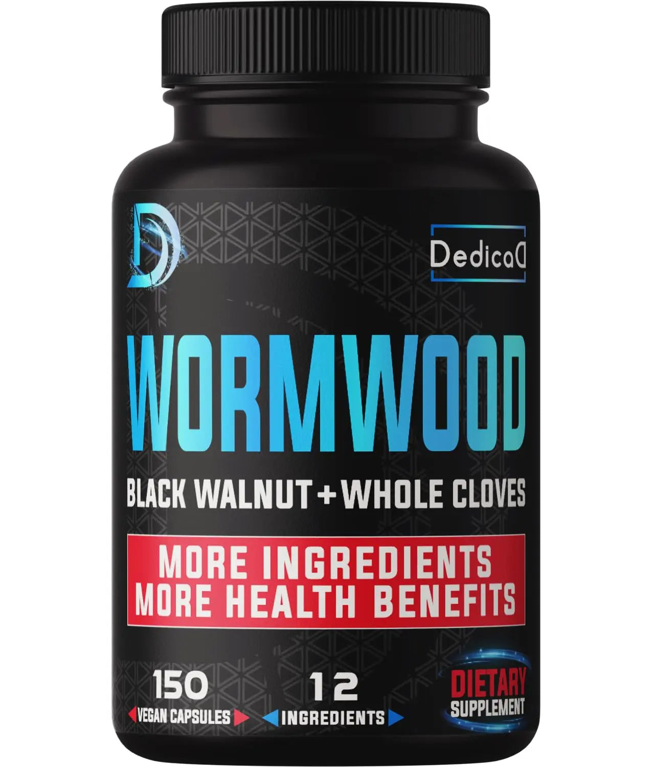 DEDICAD Premium Wormwood Extract Capsules - 5 Month Supply for Immune - 12 Herbs Blended with Black Walnut Leaves, Ginger, Turmeric & More - 150 Counts DEDICADAu supplements