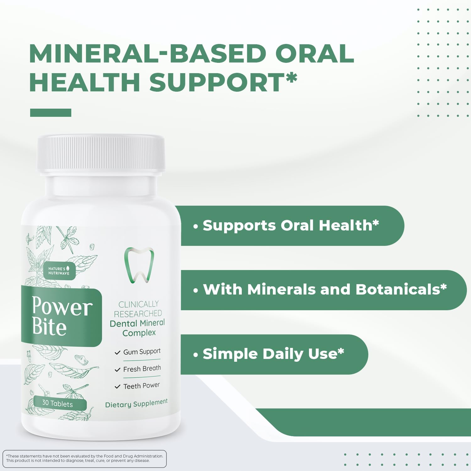 Power Bite Tablets – Mineral Complex with Calcium, Xylitol, Myrrh & Clove Oil – Natural Chewable Formula – Made in USA, Non-GMO, GMP Certified – 30 Tablets – 3 Month Supply Nature’s NutriWaveAu supplements