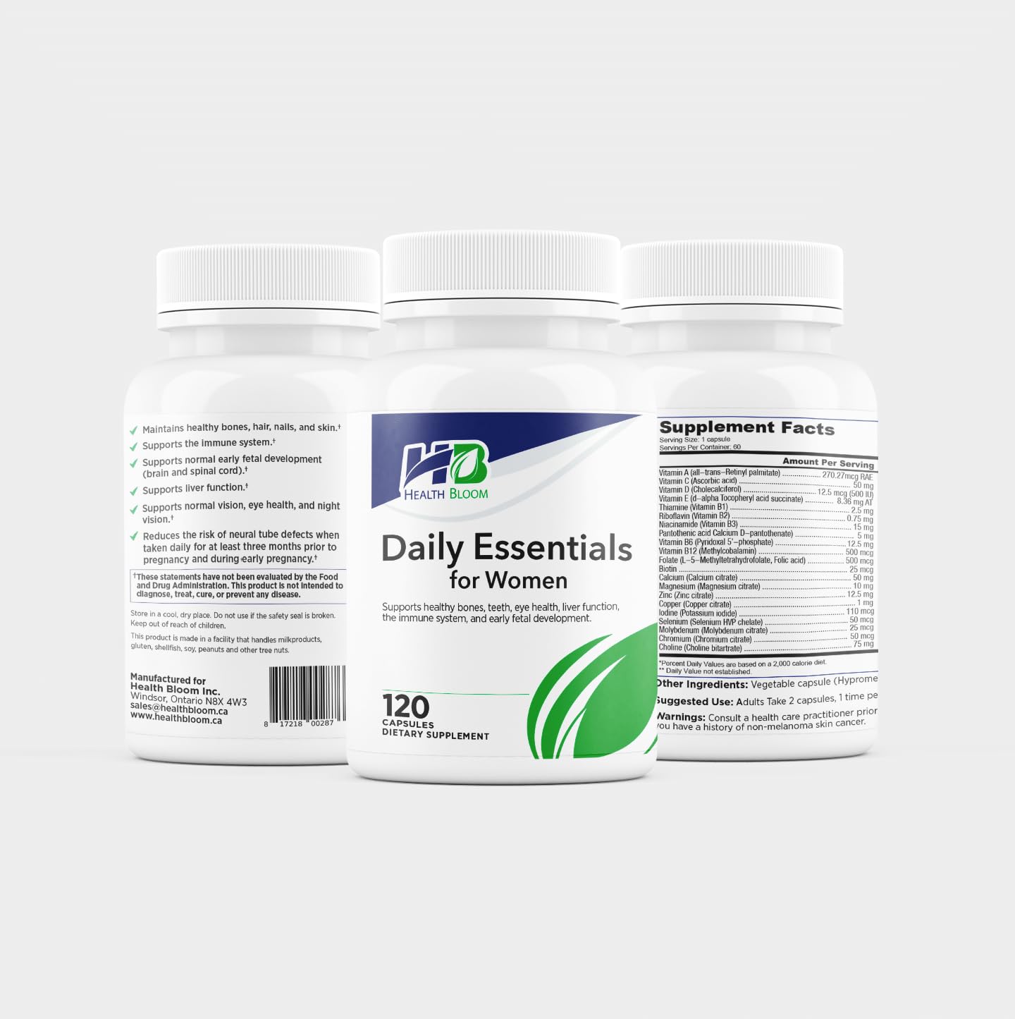 Daily Essentials for Women| 120 Capsules | Health Bloom | Vitamins and Minerals Capsules | Health Bloom Inc.Au supplements