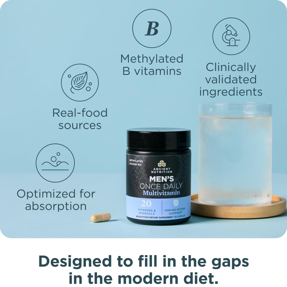 Ancient Nutrition Multivitamin for Men, Ancient Multi Men's Once Daily Vitamin Supplement 30 Ct, Vitamin A, Vitamin B and Vitamin K2, Fenugreek Seed Ancient NutritionAu supplements
