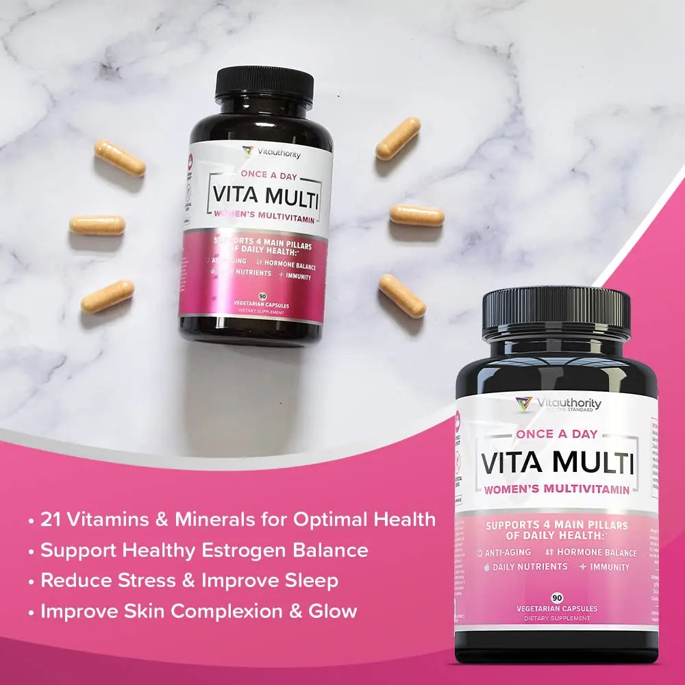 Vitauthority Multivitamin for Women Women’s Daily Multi-Vitamin Supplement with DIM, Iodine, Ashwagandha Supports Youthful Complexion VitauthorityAu supplements